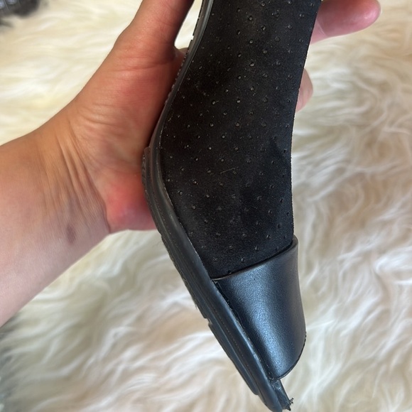 Hush Puppies Black Leather Open Toe Heels Size 7 - Picture 8 of 15